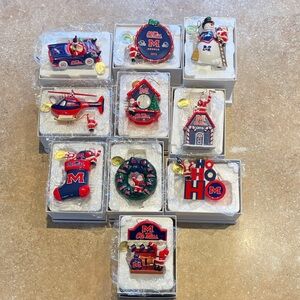 Danbury Mint Ole Miss Holiday Ornaments - Red, Blue, White